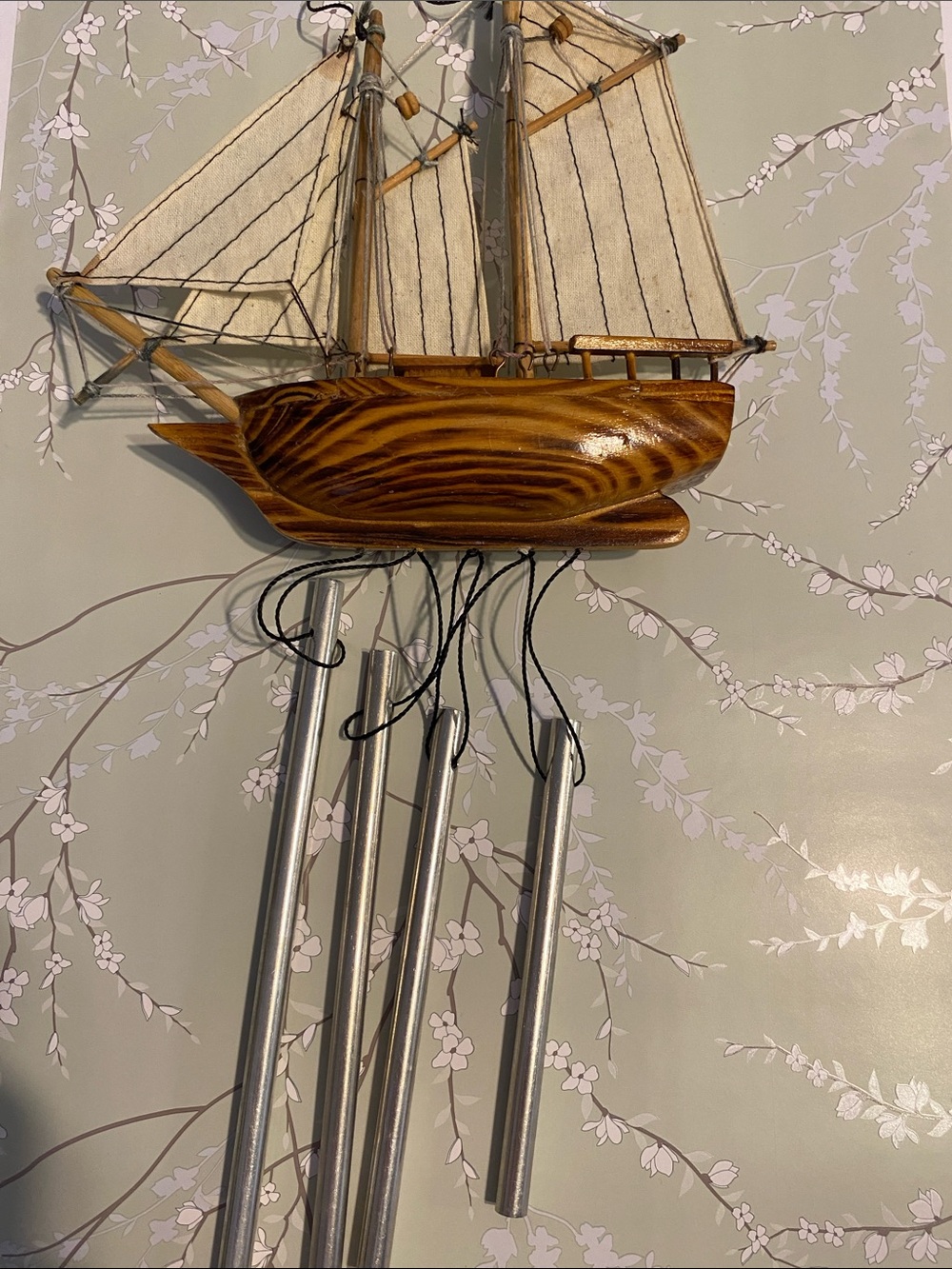 Nautical Sailing Ship Vintage Wind Chime Estate find